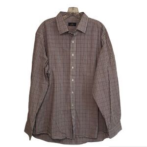 Club Room Regular Fit Long Sleeve Button Up Shirt Red Blue White